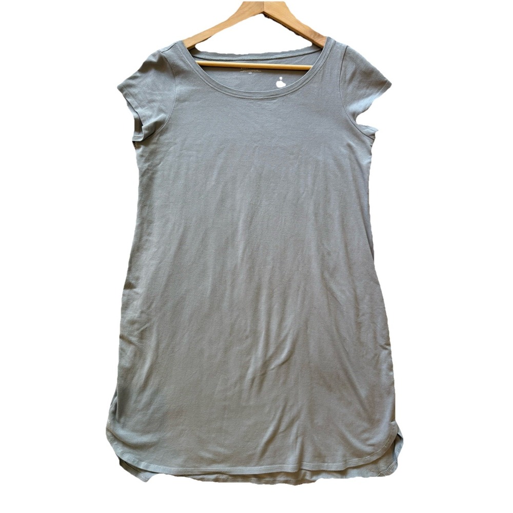 EILEEN FISHER Dress M Stretch Organic Cotton Jersey T-Shirt Shift Gray USA